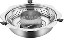 Hot Pot Rotating Hotpot Cooking Set Cooker with Divider Commercial Shabu Shabu Pot Soup Pot for Restaurant Picnic Party Home, with punching, 36cm