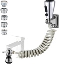 Kitchen Faucet Hose Attachment, Sink Sprayer Attachment with Sprayer Replacement Head, 79” Recoil Hose, Pressurized Faucet Aerator and Diverter Valve (5 Adapters) for Washing Fruit/Dishes, Pet Shower