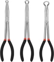 Mayouko 3PCS 11" Long Reach Hose Grip Pliers Set, 5/16 Inch, 1/2 Inch, 3/4 Inch Ring Nose Hose Gripper Pliers Kit, Carbon Steel Offset Spark Plug Boot Removal Pliers for Narrow Space