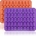 Mini Skull Molds Silicone Halloween for Candy Gummy Chocolate, 100 Cavity 2 pcs Small Head Shapes Freezing Tray Party Homemade 3D Caprese salad Wax Melts DIY Moulds BPA Free Kids Oven Safe