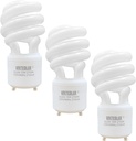 13Watt T2 Spiral CFL GU24 2 Prong Light Bulb Base 2700K 900lm 120v 60Hz Light Bulb- Mini Twist Lock Spiral -Self Ballasted Compact Fluorescent Soft White Pack of 3
