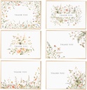 52-pack Floral Thank You Cards Bulk with Kraft Envelopes & Matching Stickers, 3.5x5 Inches, 6 Wildflower Designs | Perfect for Weddings, Baby & Bridal Showers, Graduations & Birthday