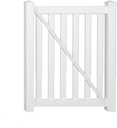 Weatherables Captiva 4’ H x 48" L Vinyl Fence Gate Kit – White Vinyl Gate Kit Includes Stainless Steel Hinges, Pad-Lock Latch, Fence Post with Aluminum Insert and Post Cap